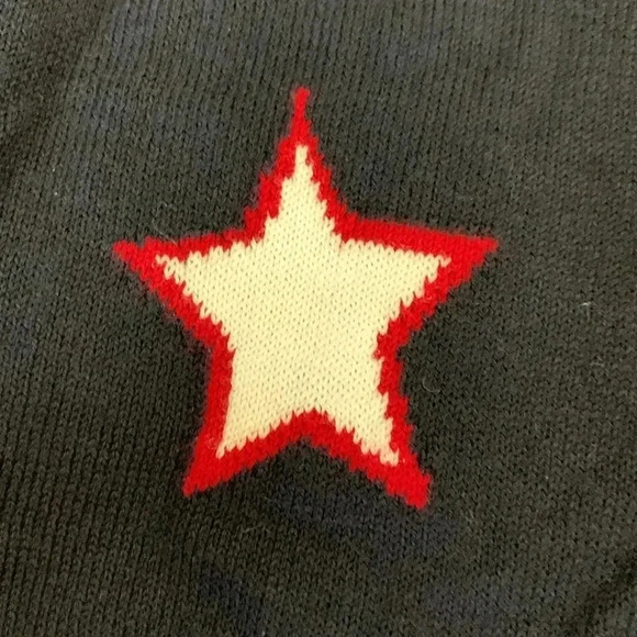 Talbots Navy Cardigan with red and white stars NWOT - Picture 7 of 7